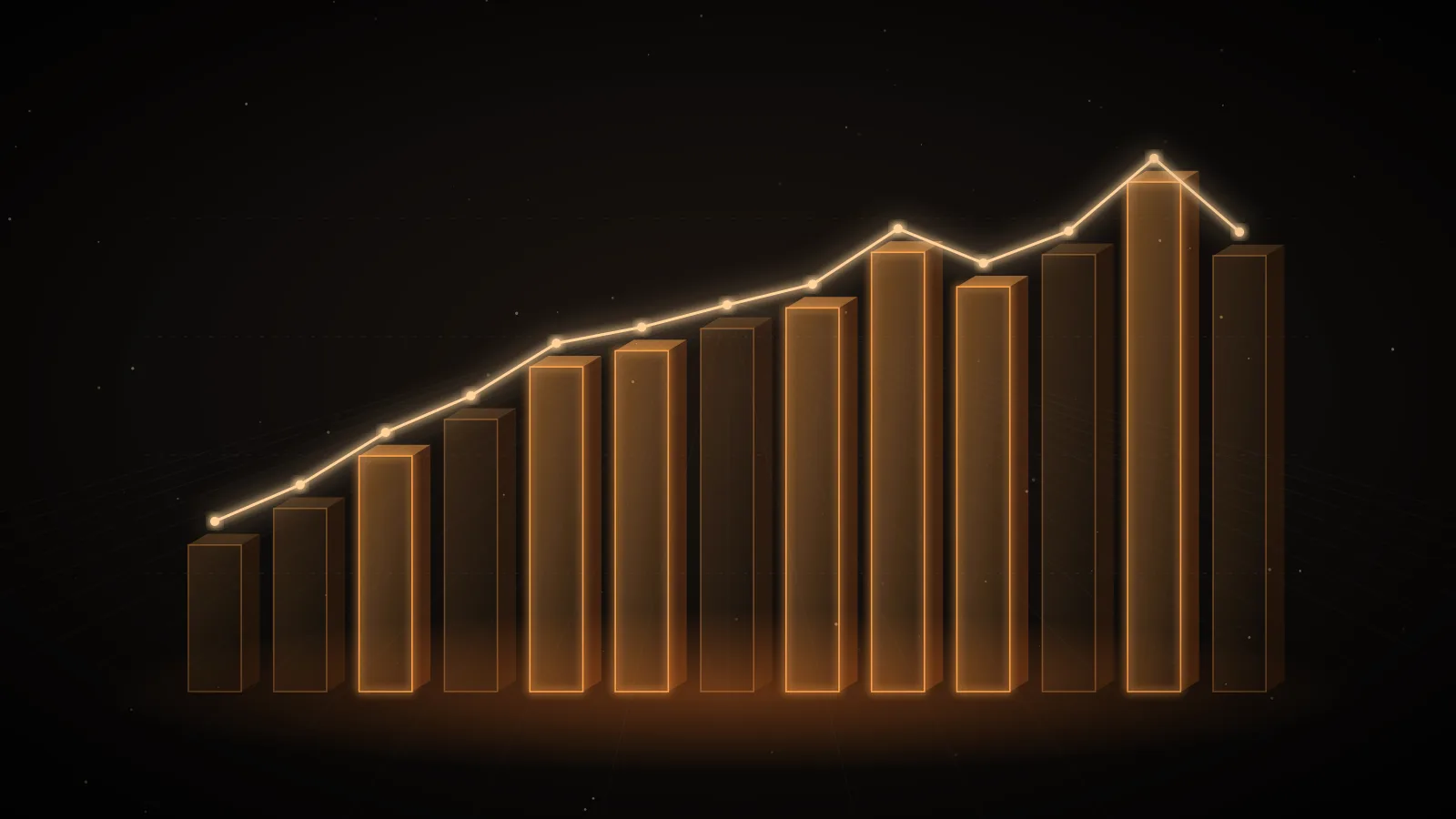 Amber bars of different heights rising from a dark ground, one far shorter than the others, representing cost per decision compared across models