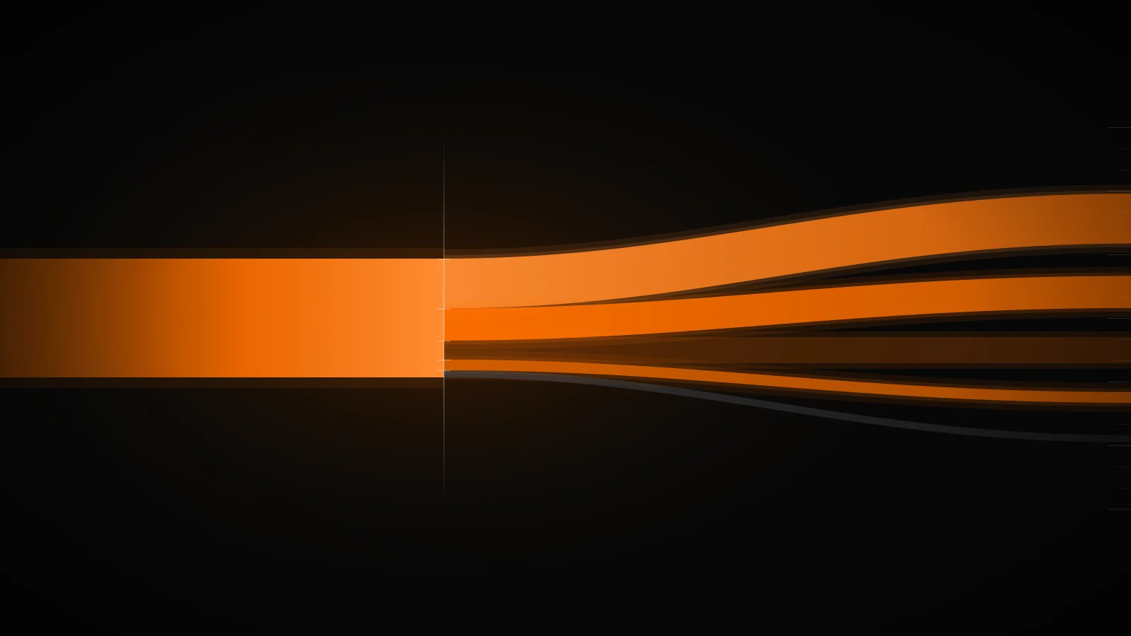 A dark operations scene where a single stream of light splits into labelled channels, each carrying a measured share of cost