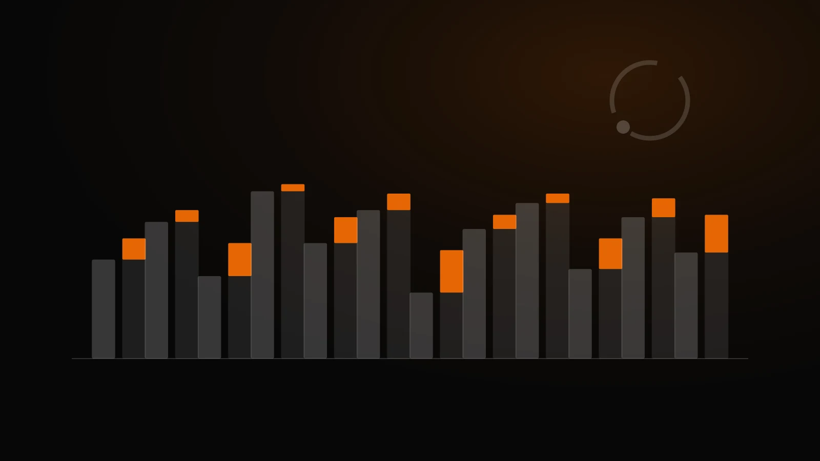 A dark operations scene in which two parallel streams of light run side by side and separate slightly, the gap between them widening as they travel