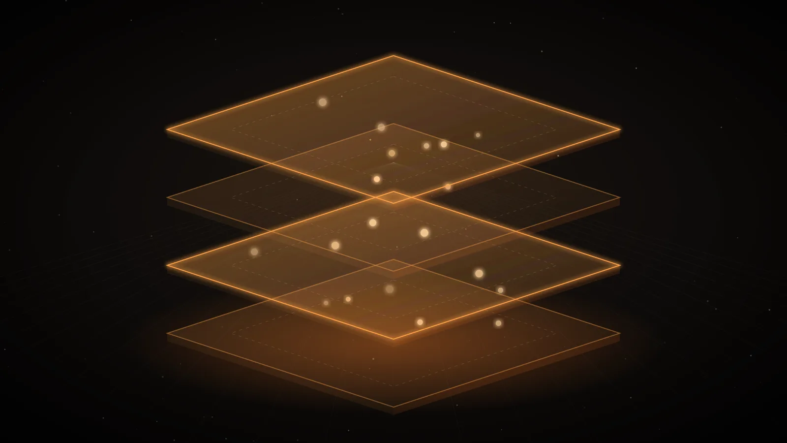 On a dark ground, a long amber band filling a wide glass frame beside a few short bright fragments selected into a narrow frame, representing full context versus retrieved chunks
